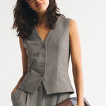 Abercrombie & Fitch Abercrombie Fitch Houndstooth Vest Waistcoat Button Front Layering NWT Photo 0