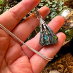 Abalone Shell Claw Sterling Silver Necklace Boho Green Photo 0