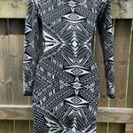 Gianni Bini  long sleeve black and white jacquard mini dress Photo 2