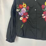 Boutique Haute Rogue Black Floral Embroidered Long Sleeve Button Down M Photo 2