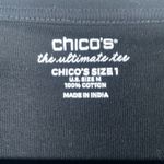 Chico's  Black Short Sleeve Boat Neck Blouse Shirt Size 1/MED EUC #0350-DS Photo 3