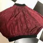 Anthropologie Anthro Korirl Satin Lightweight Bomber Jacket Burgundy Bird Patch Photo 10