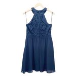 Lulus  Lover's Game Navy Blue Lace Halter Neck Skater Dress Women’s Size Medium Photo 2