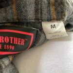 Vintage 5 Brothers Gray Yellow Striped Flannel Shirt Size Medium Photo 5