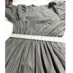 Madewell Poplin Mini Dress Women's 6 Black Crewneck Bubble-Sleeve Elastic Waist Photo 9