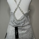 Lulus Silver Sequin Cowl Neck Mini Dress Sz M Photo 2