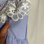 Azazie  Light Purple & White Lace Trim Sweetheart Neckline Bridesmaid Midi Dress Photo 7