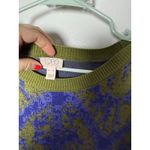 LOGO By Lori Goldstein LOGO Lori Goldstein Green Blue Ornate Argyle Knit Side Slit Flowy Sweater XL Photo 4