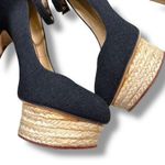 Charlotte Olympia Black Canvas Dolores Espadrille Platform Ankle-Strap Pumps Photo 3