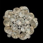 Eisenberg Vintage Brooch Clip On Earrings Austrian Rhinestone Crystal Silvertone Silver Photo 2