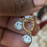 18K Gold Filled White Smiley Emoji Dainty Earrings Photo 0