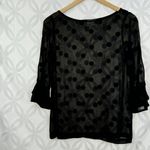 Kate Spade Silk Sheer Polka Dot Evi Flutter Sleeve Black Top Size 00 Photo 4