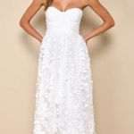 Lulus NWT  Quite Perfect White Floral Embroidered Strapless Midi Dress Tube Sz S Photo 0