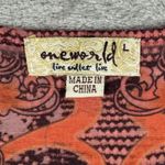 One World Tunic Top Women Floral Paisley Boho Casual Pink Orange Size Large Photo 5