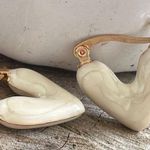 Beige Puffy Heart Hypoallergenic Lightweight Dainty Hoop Earrings Gold Photo 0