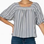 BeachLunchLounge  Collection Striped Square Neck Flutter Sleeve Top Size XS Photo 0