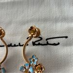 Oscar de la Renta  Gold and Light Blue Floral Earrings Photo 3