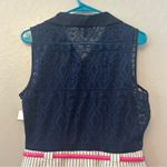⭐️Alyx navy blue lace and striped belted button front collared dress size 10 Photo 8