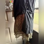 Vintage Dawn Joy Fashions sleeveless leopard print dress with scarf, size 14 Green Photo 11