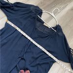 Johnny Was Top bamboo cold shoulder pom pom womens Navy Blue small contemporary Photo 3