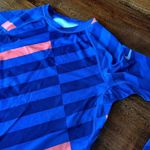 Nike Pro Combat Dri-Fit Top Women Small Blue Striped Stretch Lined Raglan Sleeve Photo 1