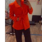 BOSS Women's Orange Red Tie Wasit Collared Jawana Blazer Jacket Size US 0 Photo 12