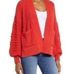 Madewell Bobble Cotton Pom Pom Cardigan Sweater in Kilt Red XSMALL NWT Photo 0