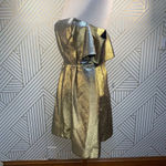 Sandro ‎ Palacio Metallic Gold Off Shoulder Dress Photo 3