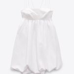 ZARA dress mini crochet balloon embroidered white boho vacation casual summer Photo 8