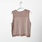 Rachel Parcell [] Boxy Muscle Tee Nude Ivory Striped Roll Neck NWT Sleeveless XL Photo 3