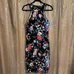 EXPRESS  Black Bright Floral Rose Bodycon Stretchy Tank Dress Med NWT Photo 1
