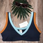l*space L* Lala Ribbed Colorblock Bikini Top in Slate Pool Blue Inca Gold XL NWT Photo 1