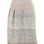 Per Se Carlisle  Tan Linen Art To Wear Lace Embroidered A-line Full Skirt Size 10 Photo 0