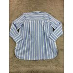 J.Jill  Striped Tunic Shirt Women Size M Blue White Collared Button Up School Photo 2