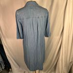 Andrea Jovine Andrea‎ Jovine Chambray Tencel Shirt Dress Blue Small Lightweight V-Neck Pockets Photo 6
