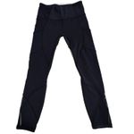 Lululemon Leggings Women's Blue Mesh Sheer Side Panels High Rise Size 6 Photo 0