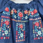 Savanna Jane Floral Embroidered chambray Dress Size medium NWT Blue w/pockets Photo 9