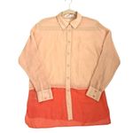 BCBGeneration  Color Block Coral Orange Pink Linen Button Down Blouse Size XS Photo 2
