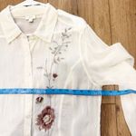 J Jill Womens Sheer Embroidered Floral Top Size Large Boho Fairy Flare Crinkle Photo 5