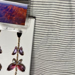 Piper  Purple and Gold Butterfly Earrings Photo 9