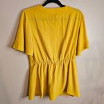 Grace Karin  Mustard Yellow Large Bow Tie Front Blouse Photo 2