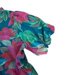 THML Flower Power Mini Dress Teal Pink Puff Sleeve Tiered Short Dress Size XL Photo 12