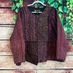 Vintage Mirasol Patchwork Tweed Jacket Womens XL Wool Blend Purple Brown Photo 1