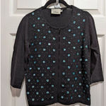 InWear black beaded 3/4 sleeve cardigan Medium Black Photo 0