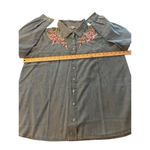 American Sweetheart Denim Embroidery Floral Long Sleeve Blouse Blue Size XX Photo 1
