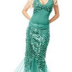 Charades Sequin Mermaid Costume Ariel Halloween Costume NEW Medium Green Photo 0