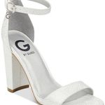 Guess White Printed Ankle Strap Heels  Photo 0