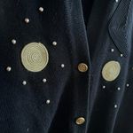 Vintage 1980s Black/Gold Embellished Unique Cardigan Sweater Size S/M Black Photo 2