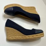 Jack Rogers  Palmer Blue Closed Cap Toe Fabric/Leather Wedge Espadrilles Size 8.5 Photo 2