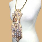 “Dainty Dapper”Golden design necktie Necklace with floral brooch Gold Photo 4
